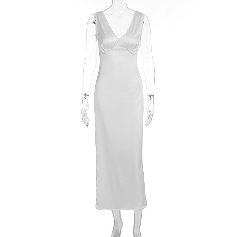 French style light luxury high-end sleeveless slim fit long skirt