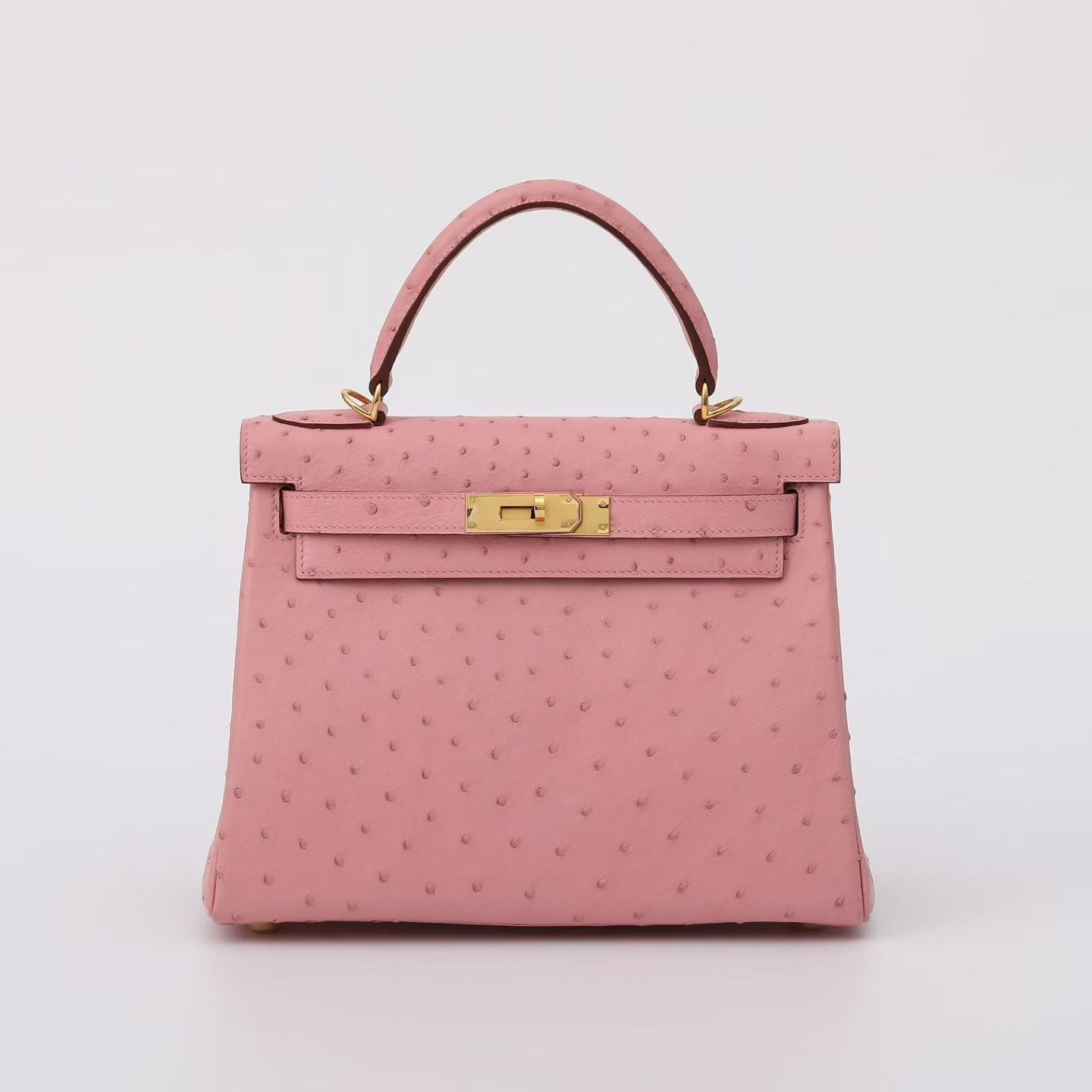 Pink Genuine Ostrich Skin Leather Flap Tote Bag