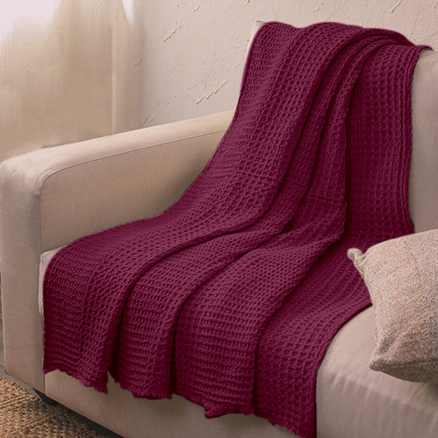 Pure Linen - Waffle Weave Throw Blanket
