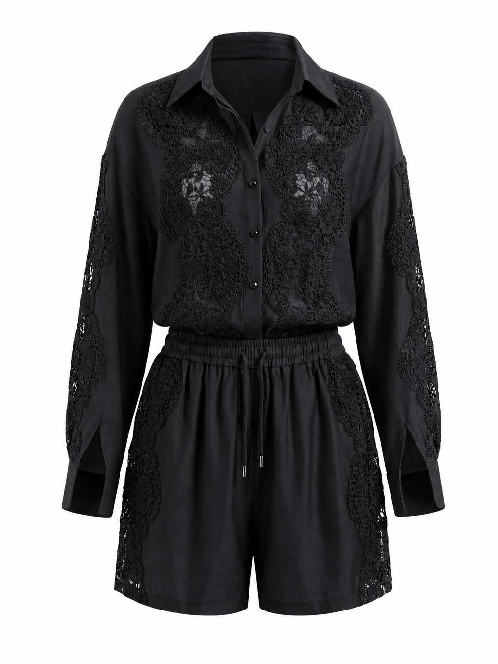 Vibrant Lace Spliced Two-Piece Set-5