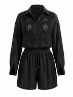 Vibrant Lace Spliced Two-Piece Set-5