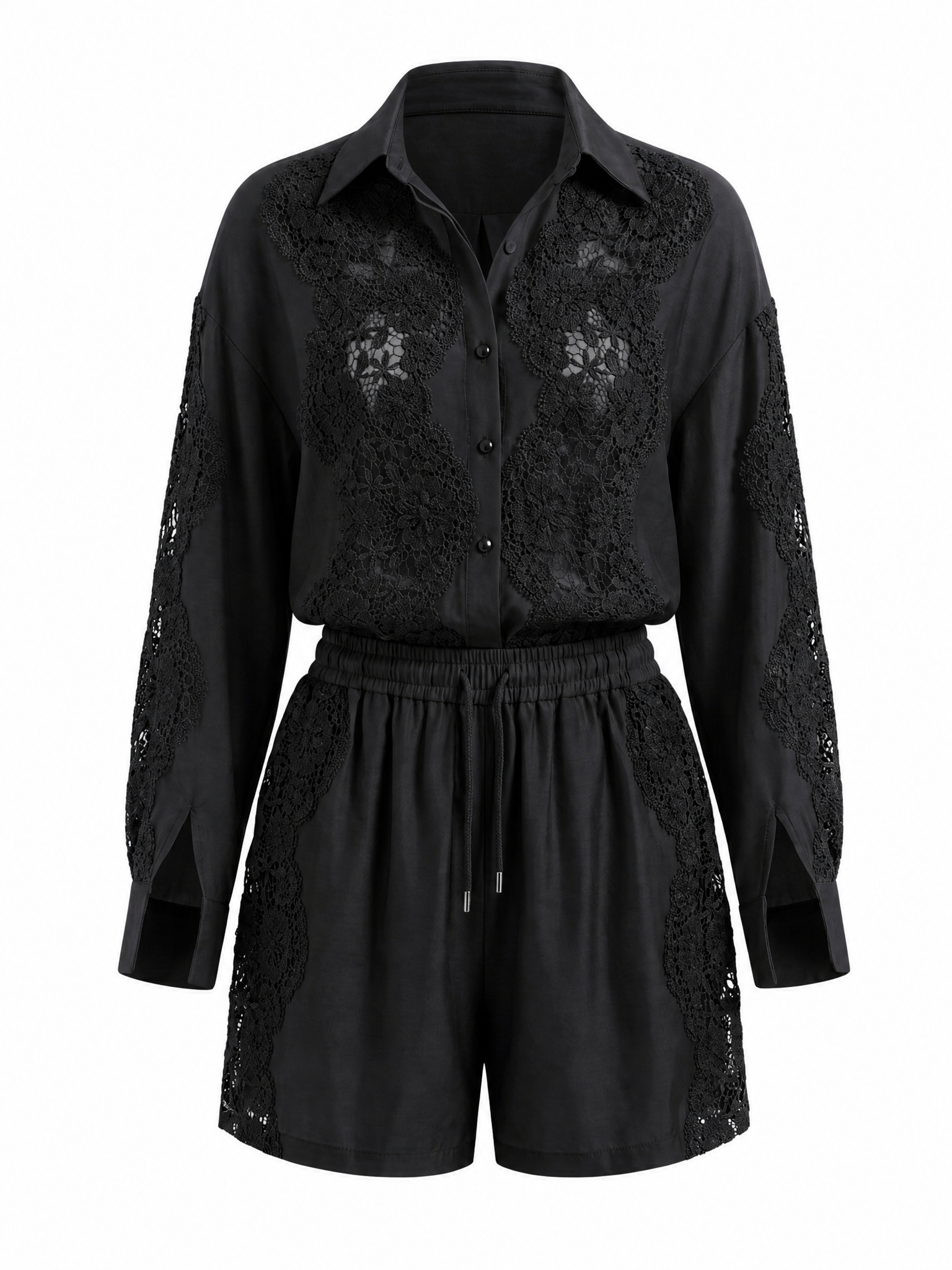 Vibrant Lace Spliced Two-Piece Set-5
