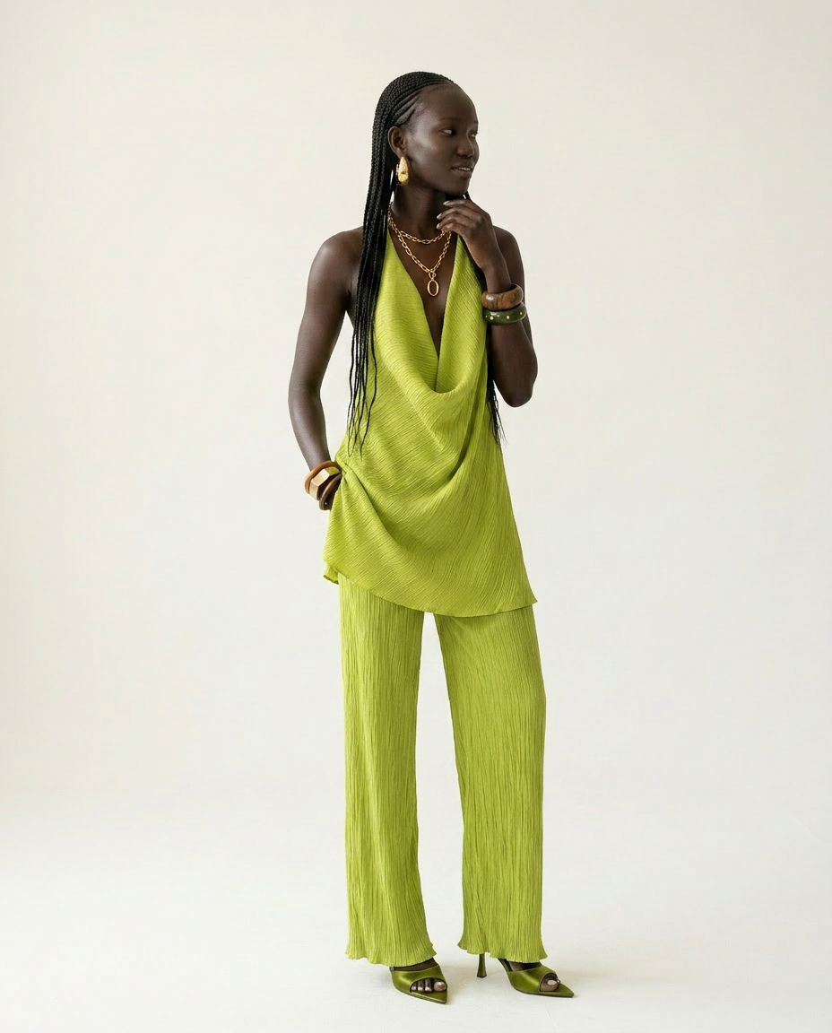 Vibrant Halter Wide-Leg Two-Piece Set-2