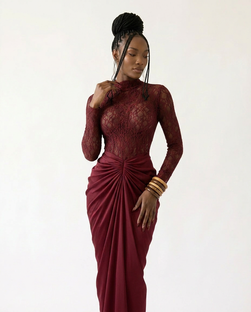 Divine Sheer Ruched Maxi Set