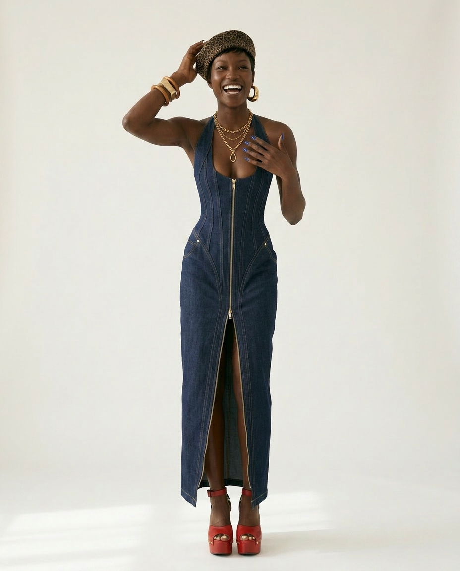 Fierce Backless Halter Maxi Dress-0