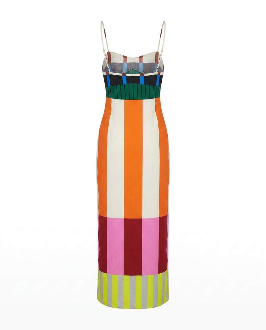 Vibrant Striped Bodycon Maxi Dress-5