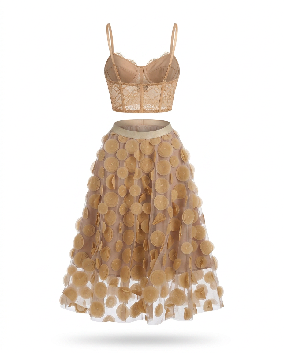 Radiant Meshed Polka Dot Two-Piece Set-3