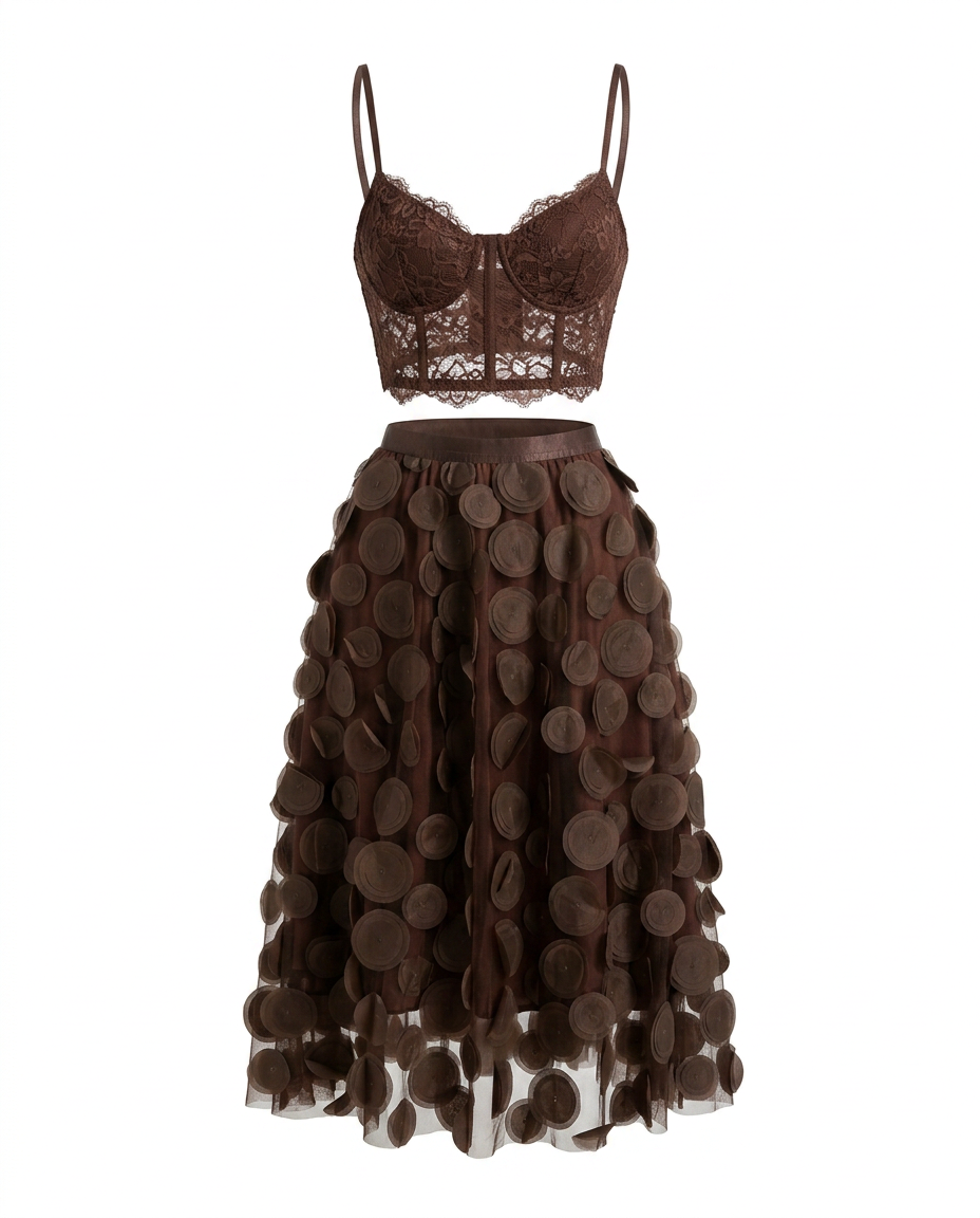 Radiant Meshed Polka Dot Two-Piece Set-5