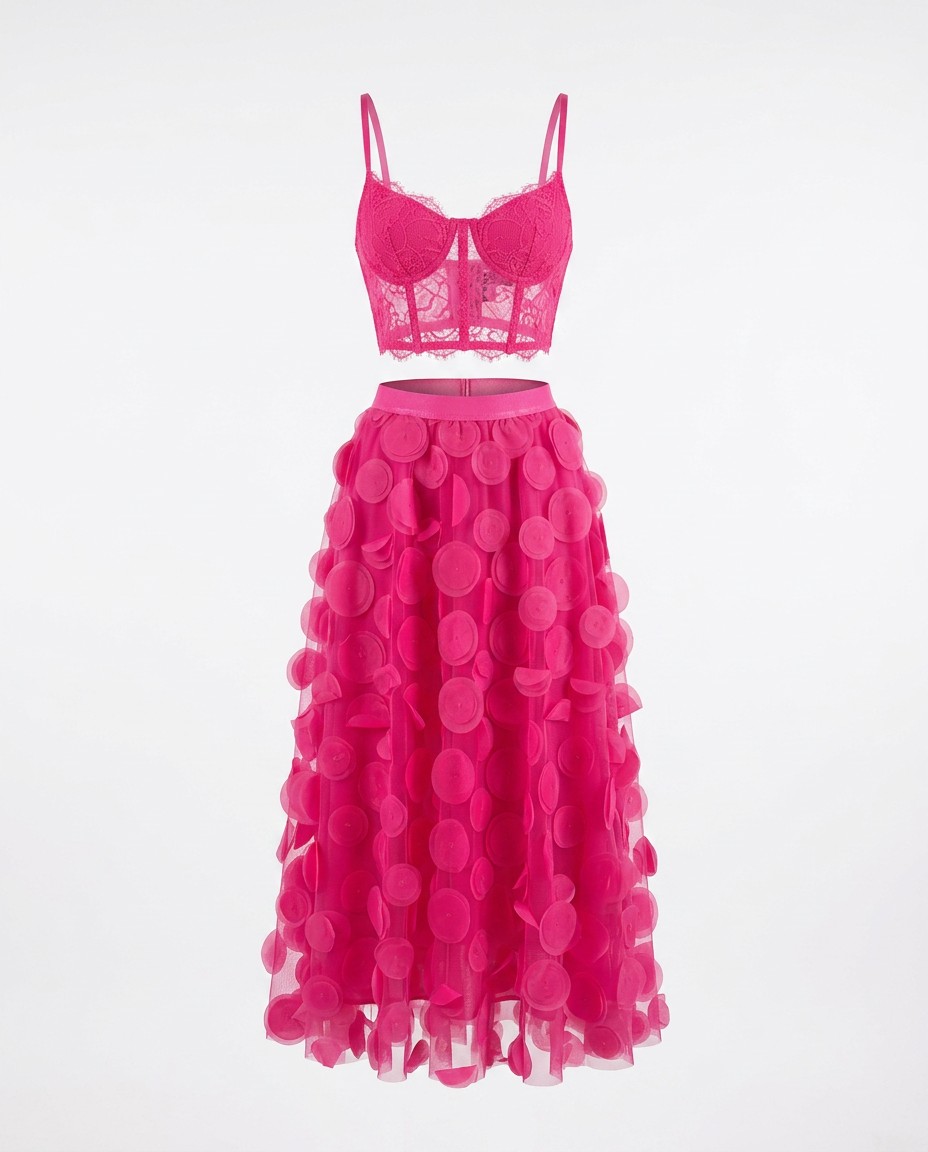 Radiant Meshed Polka Dot Two-Piece Set-4