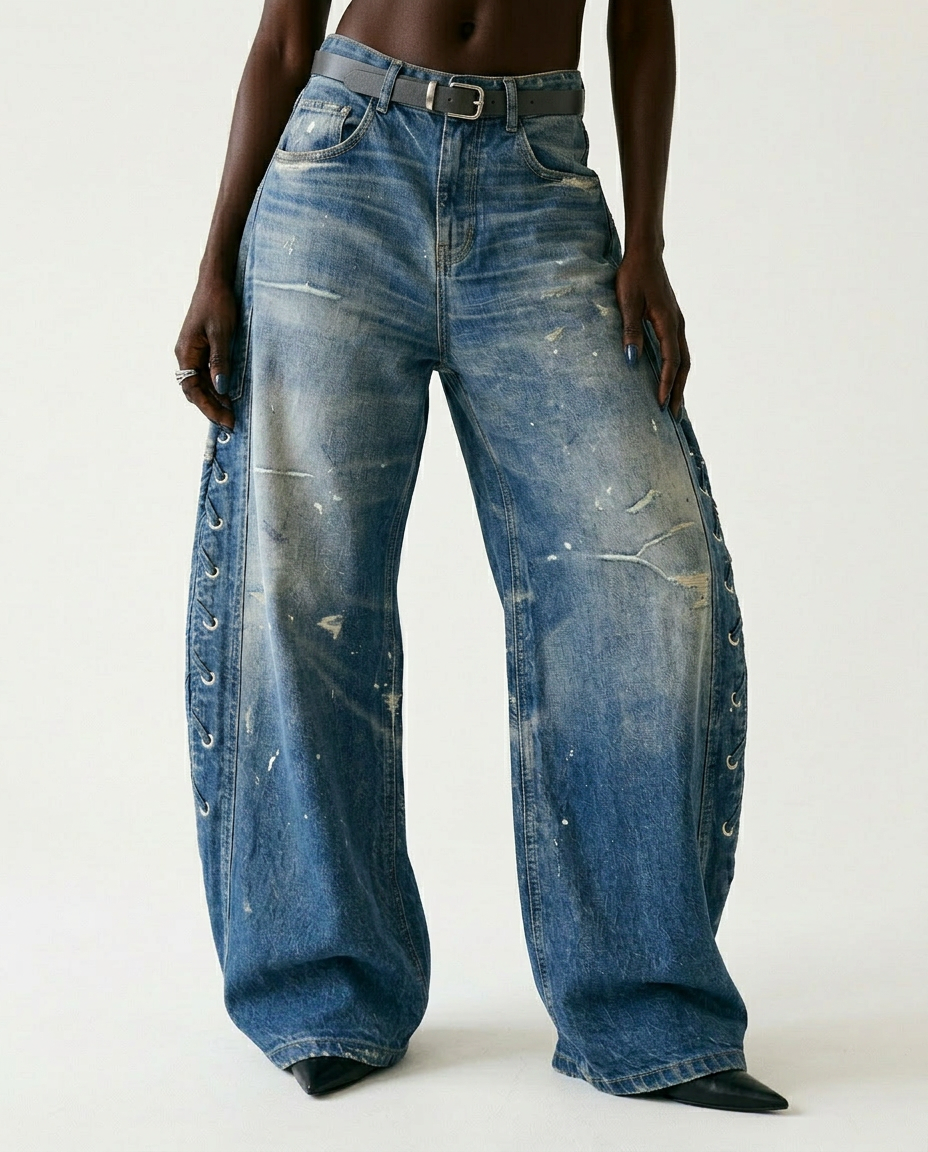 Unstoppable Printed Wide-Leg Jeans-1