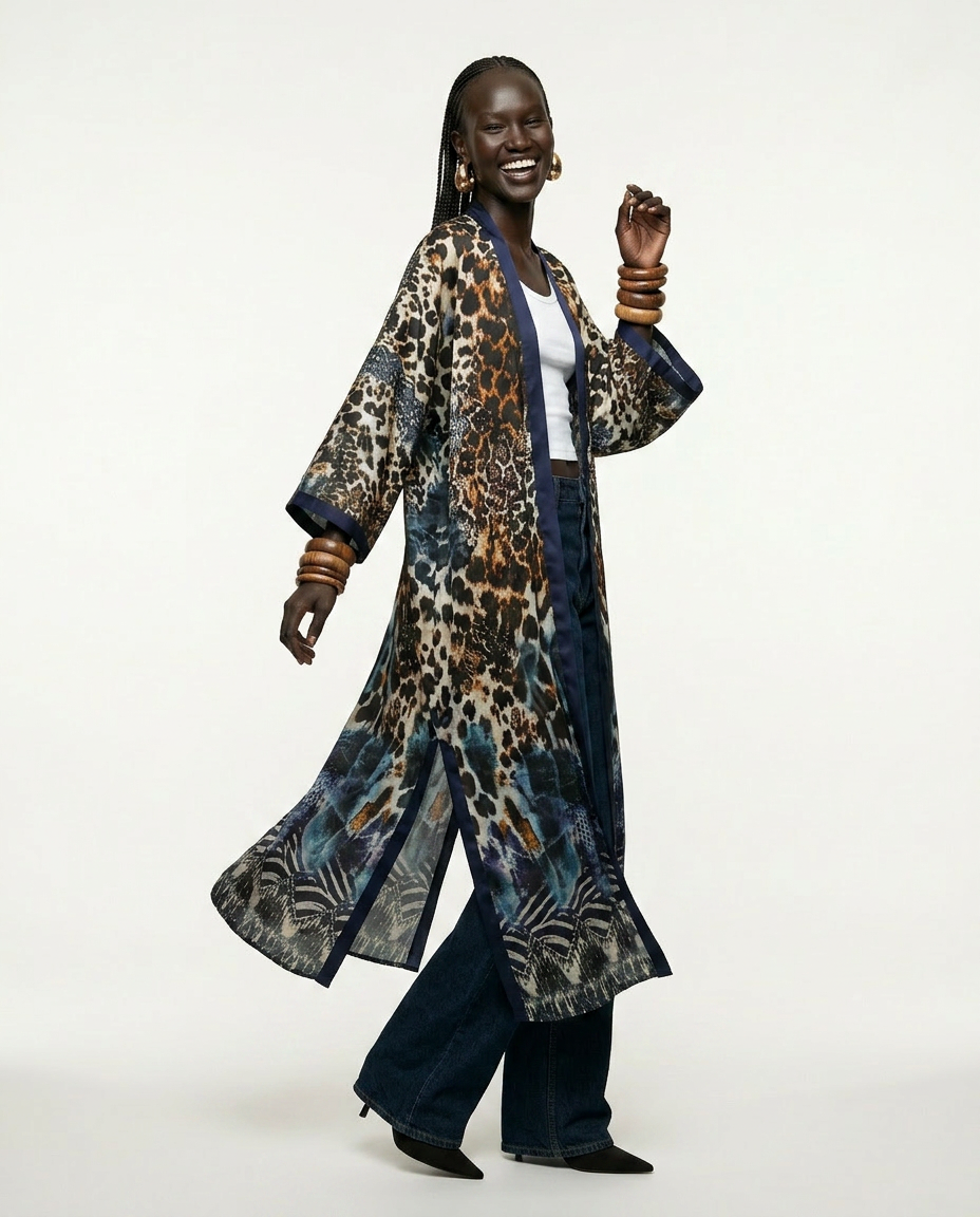 Fierce Leopard Print Boho Kaftan-0