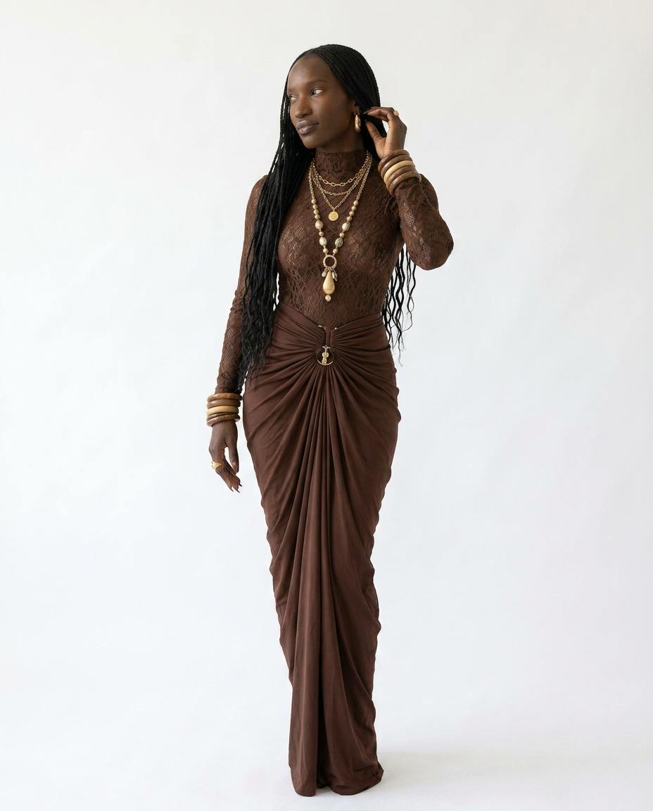 Divine Sheer Ruched Maxi Set