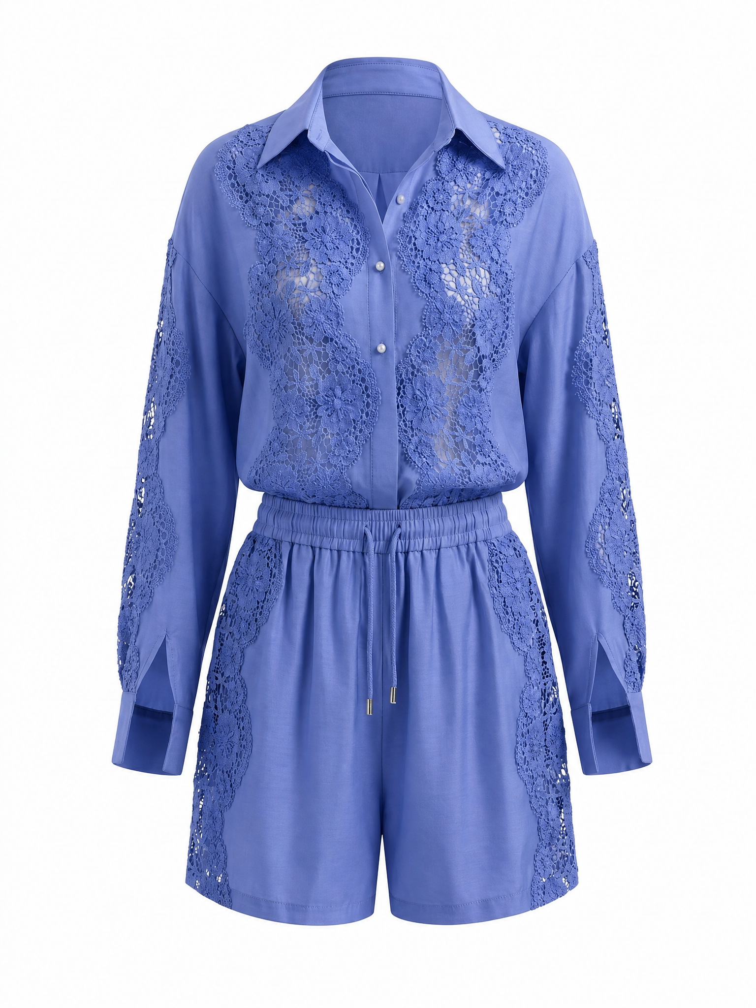 Vibrant Lace Spliced Two-Piece Set-6