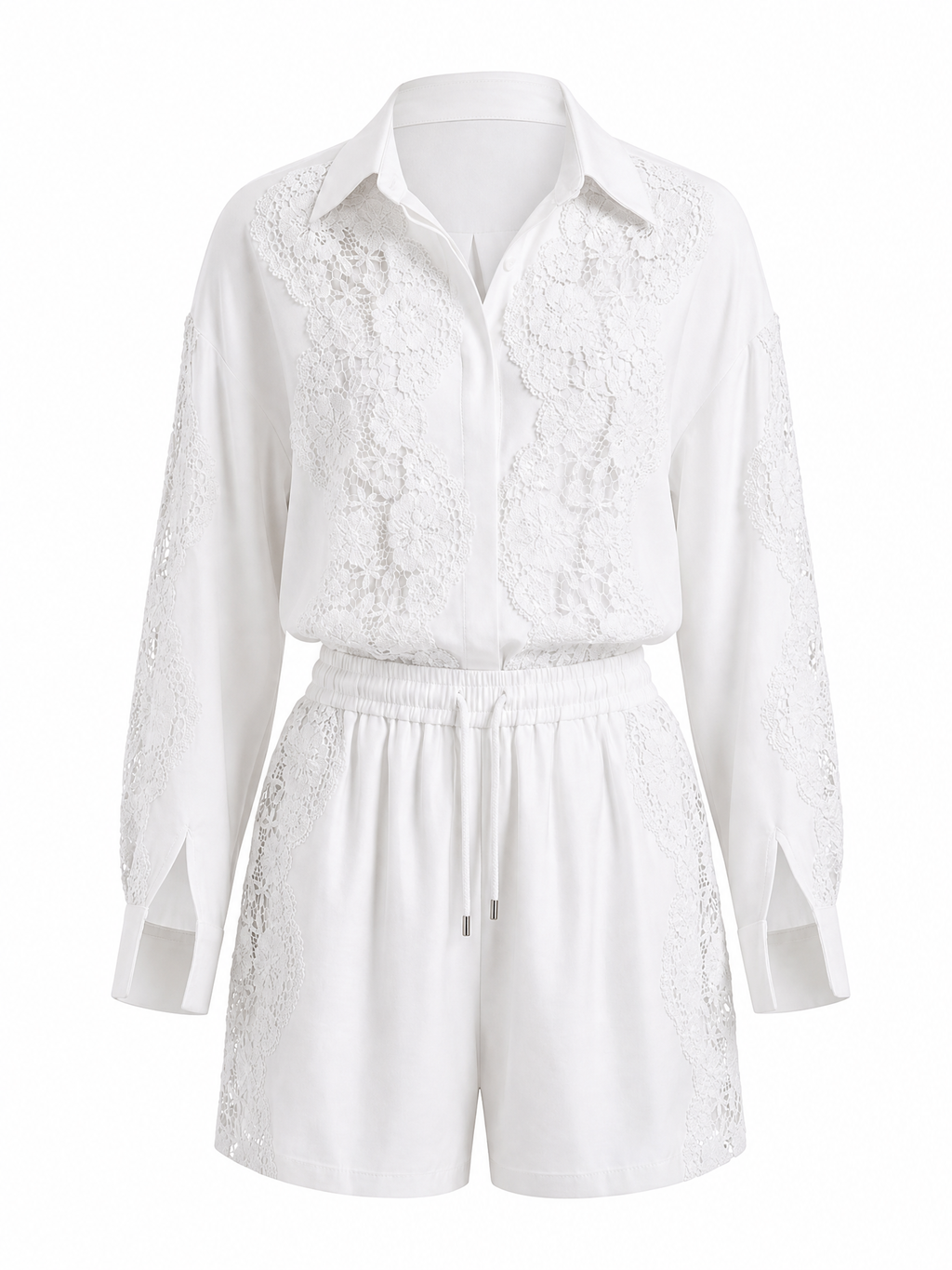 Vibrant Lace Spliced Two-Piece Set-8