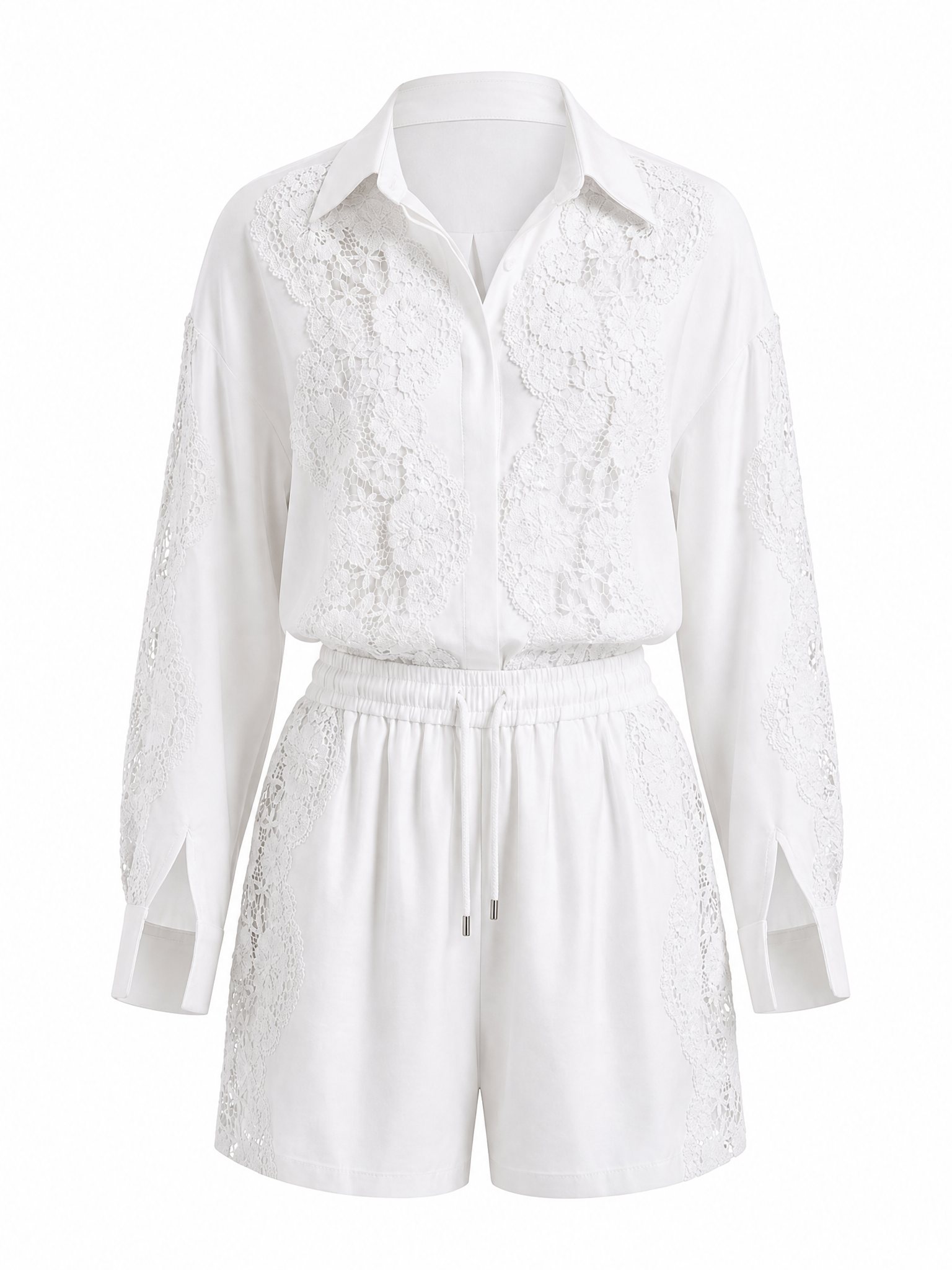 Vibrant Lace Spliced Two-Piece Set-8