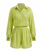 Vibrant Lace Spliced Two-Piece Set-7
