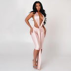 Sexy Halter Backless Tie-Back High-Waisted Cropped Jumpsuit