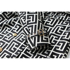 Coat Women's Loose Version Lace Up Spring And Autumn New Heavy Industry Coat Black And White Swastika Pattern
