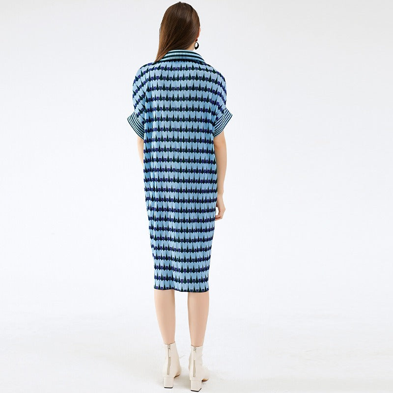 Spring Hearts Love Printed Dress Cardigan Button Dress Elegant Flare Sleeve Designer Clothing 8958