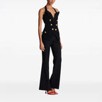 Autumn niche design hanging neck sexy backless little woman double breasted temperament small tank top vest vest vest
