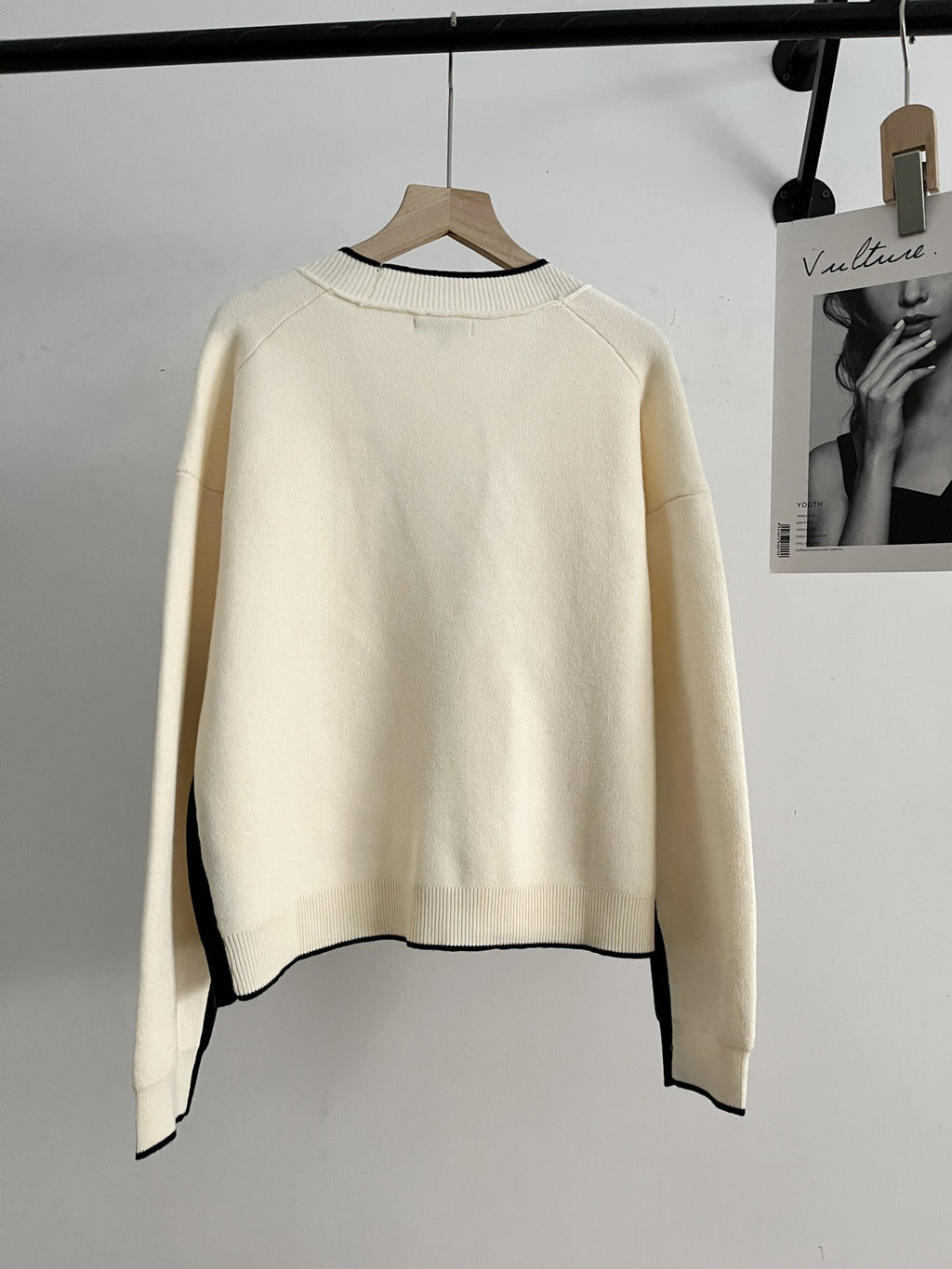 Slim fit patchwork design pocket temperament knitted cardigan sweater