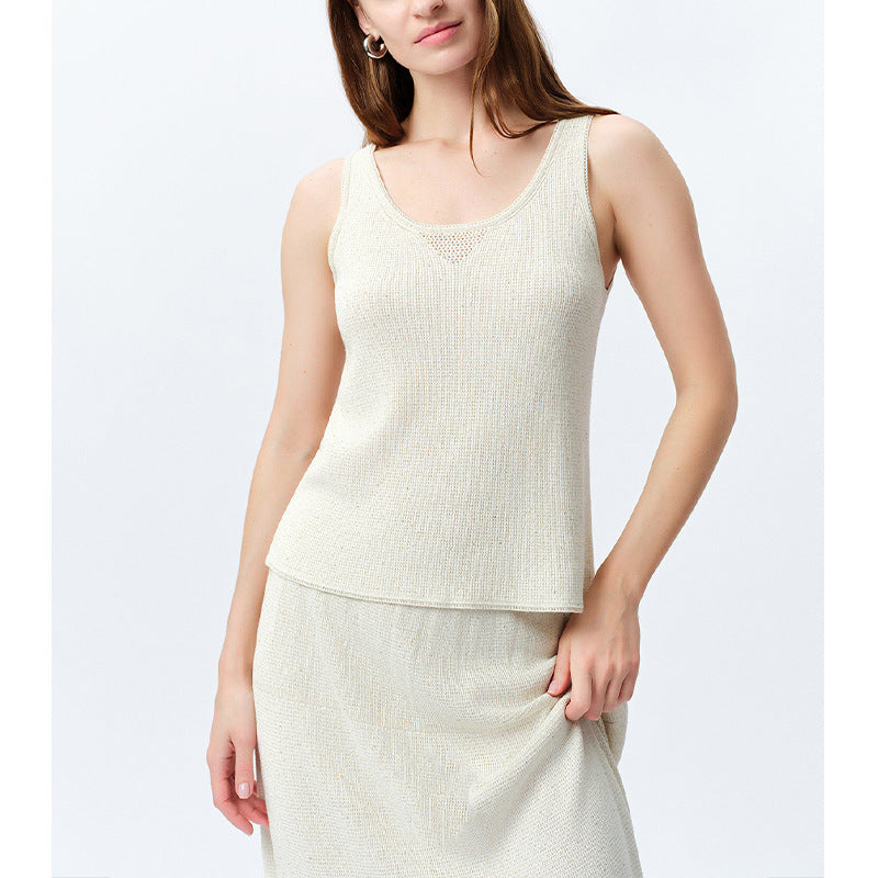 Elegante Knit Strap Top for Women, Casual and Charming, Simple Sleeveless Blouse