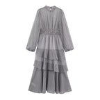 Retro style irregular design wave point dress