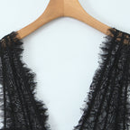 Light luxury style lace deep V-neck sequined dress