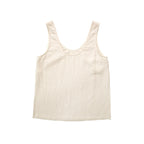 High-end Ramie Knit Women's Top Round Neck Strap Side Slit Design Fringe Sleeveless Blouse