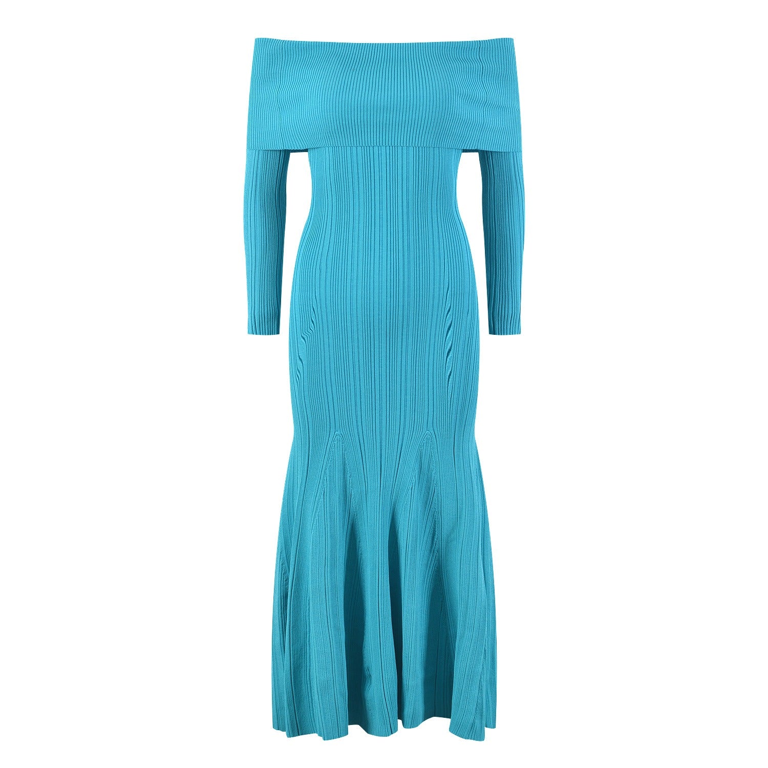 Designer Dress Women Autumn Winter Vintage Elegant Ruffles Knitted Mermaid Dresses