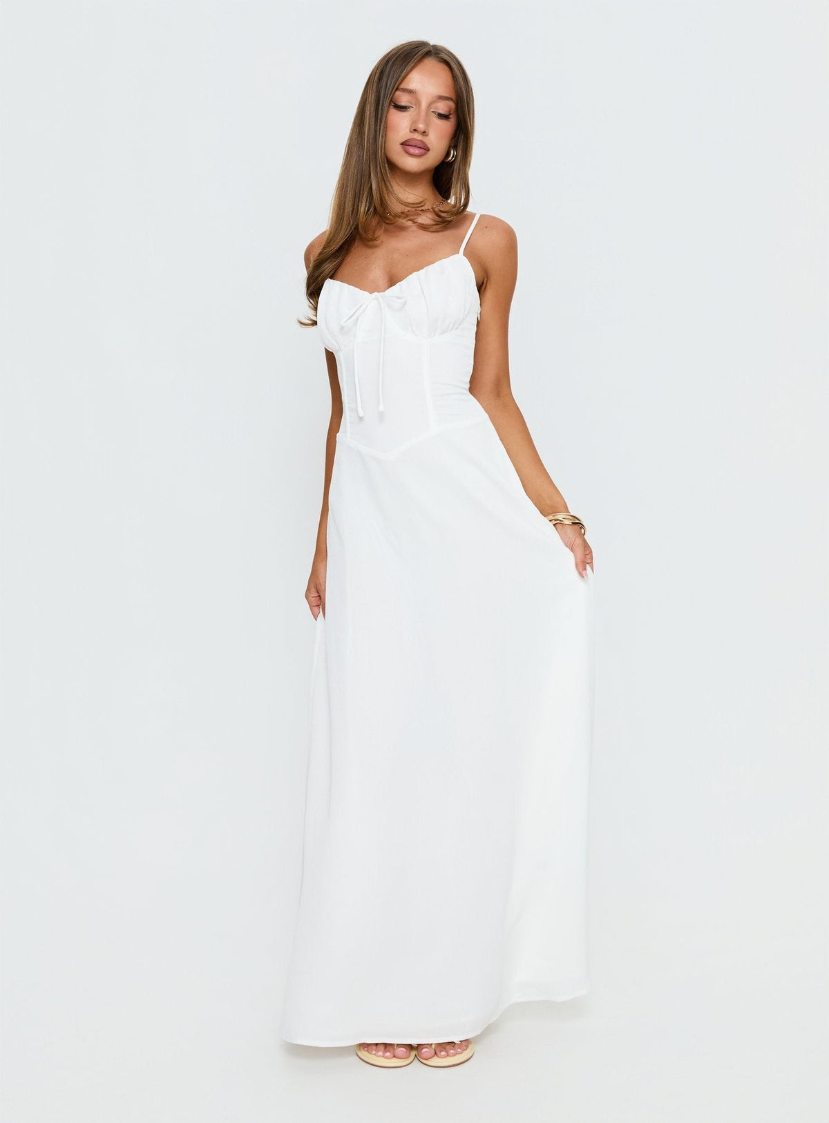 Lace up A-line solid dress