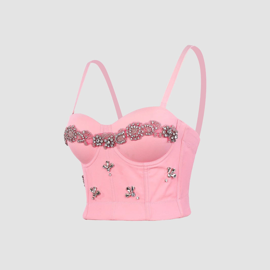 Sexy Fishbone Strapless Bra with Rhinestone Pattern for Performance