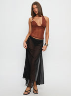Backless see through top