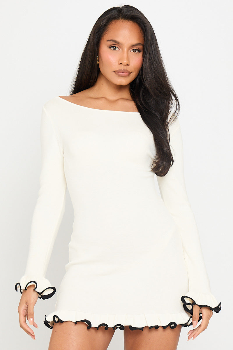 Ruffle rolled edge dress