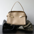 Luxury Genuine Leather Tote Bag for Women, Large Capacity, Top-Grain Cowhide, Handheld Shoulder Bag, HUG Style
