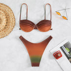 Sexy Backless Steel Support Bikini Two-Piece Printed Swimsuit for Women Water Sports Set