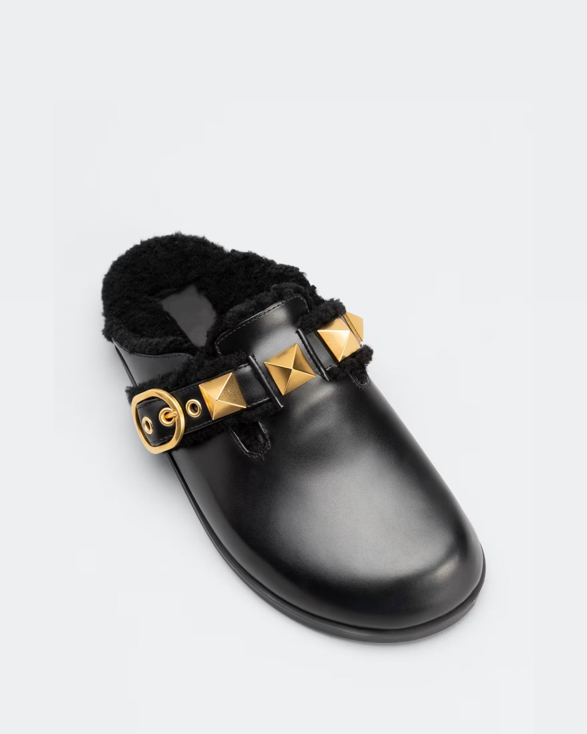 Leather Furry Mules