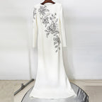 Embroidered and Beaded Long Dress