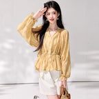 Chiffon Long Sleeve Shirt for Women, Elegant and LuxuriousYouthful and Stylish Spring Floral Top