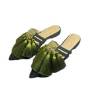 Sexy Pointed Toe Tassel Slingback Women Slippers Autumn 2023 Designer Fad Dress Flip Flop Mules Party Low Heels Sandals Slides