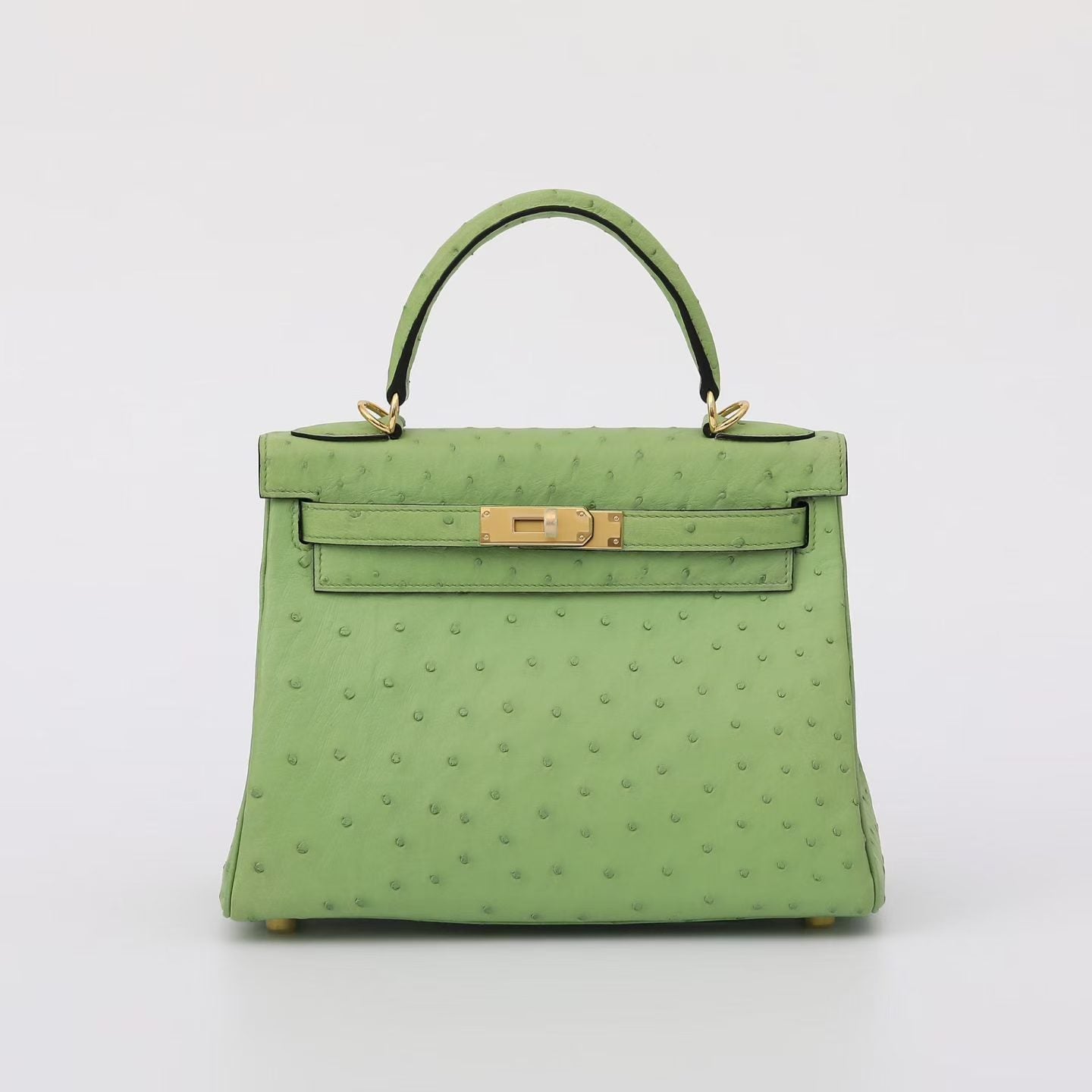 Green Genuine Ostrich Skin Leather Flap Tote Bags