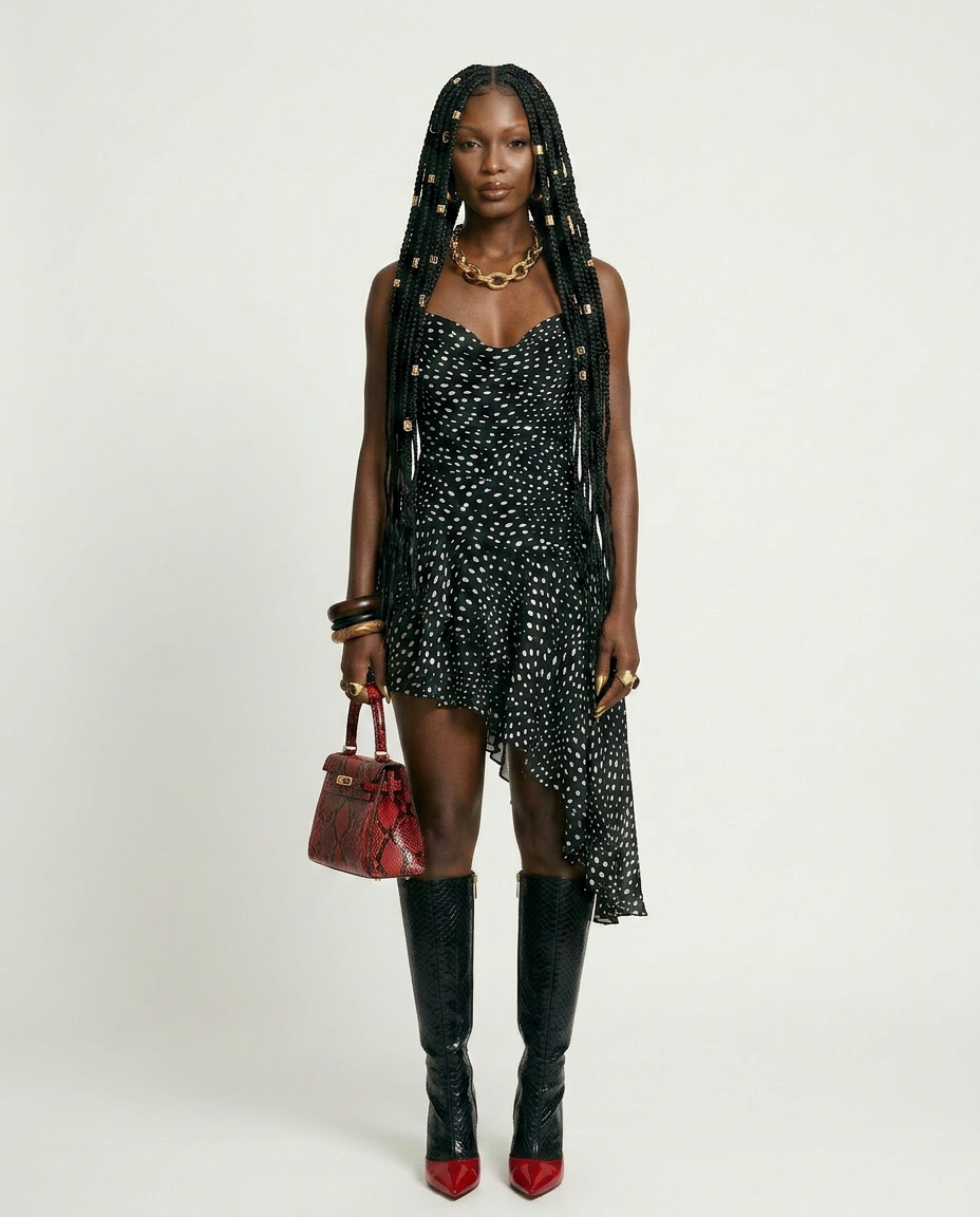 Daring Polka Dot Asymmetrical Mini Dress-3