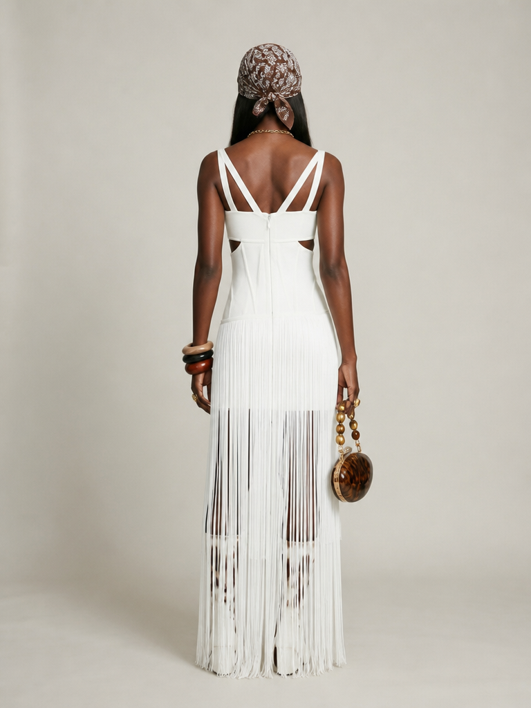 Fierce Cut-Out Tassel Maxi Dress
