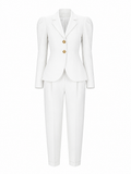 Confident Slim Puff Sleeve Pant Suit