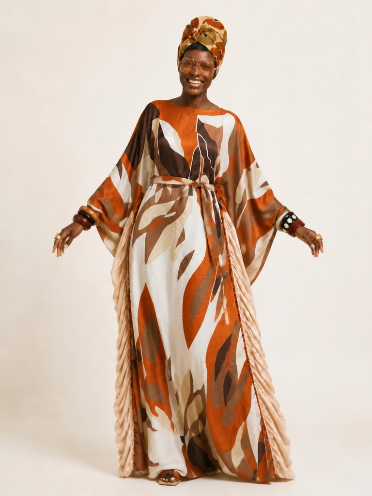 Free Spirit Printed Ruffle Kaftan