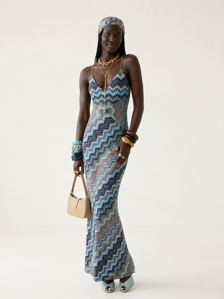 Free Spirit Chevron Knit Maxi Dress