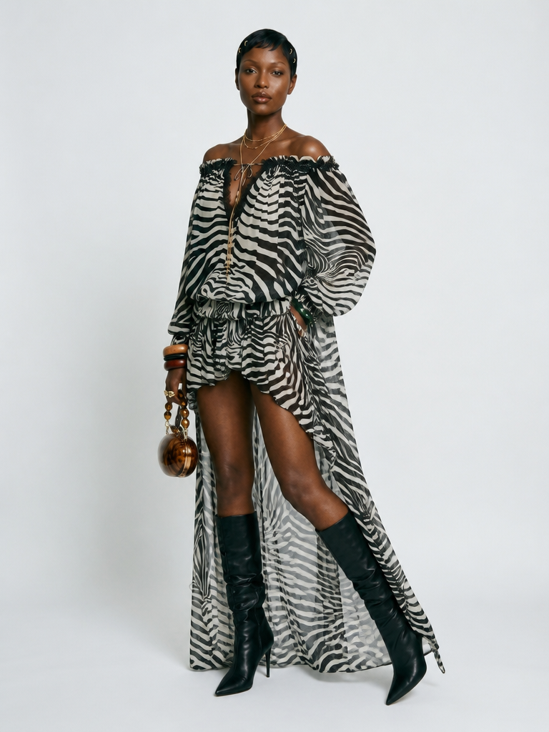 Fierce Zebra Print Maxi Dress
