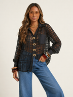 Bold Mesh Plaid Blouse-1