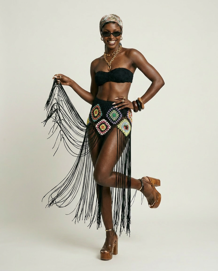 Free Spirit Crochet Fringe Skirt-2