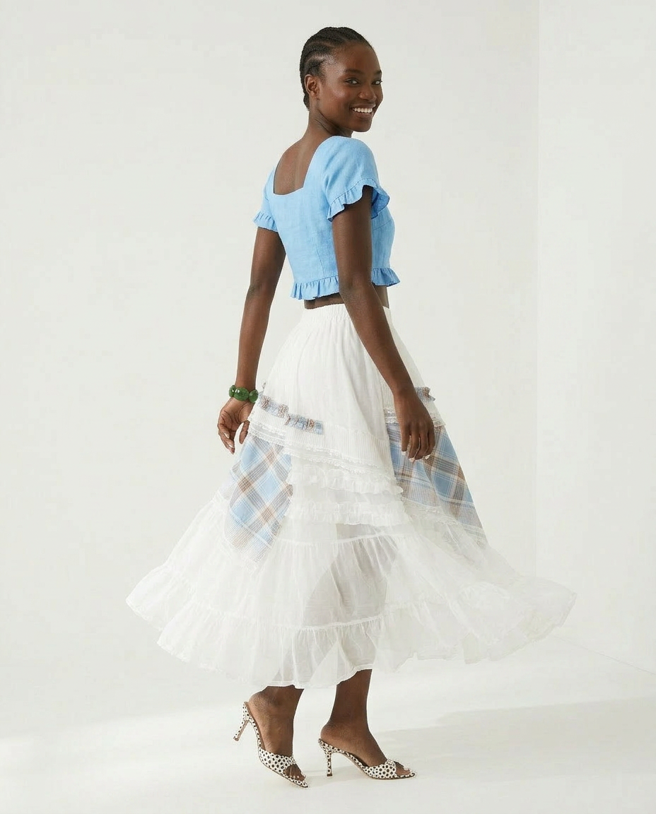 Sovereign Plaid Patchwork Maxi Skirt-2